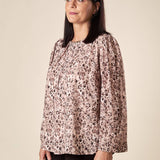 Blusa Donna Curvy Girocollo  Fantasia Animalier con Dettaglio Collana e Pience Comfort. F708YBFSAMU NERO Lizalù 