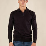 Polo uomo manica lunga in misto viscosa Eleganza casual e comfort naturale. CON/3020900 BLACK CONFAB 
