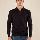 Polo uomo manica lunga in misto viscosa Eleganza casual e comfort naturale. CON/3020900 BLACK CONFAB 