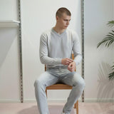 Maglia Uomo 100% Cotone Scollo a V a Manica Lunga  Eleganza Essenziale e Comfort Naturale. CON3701900 ASH GREY CONSENSO 