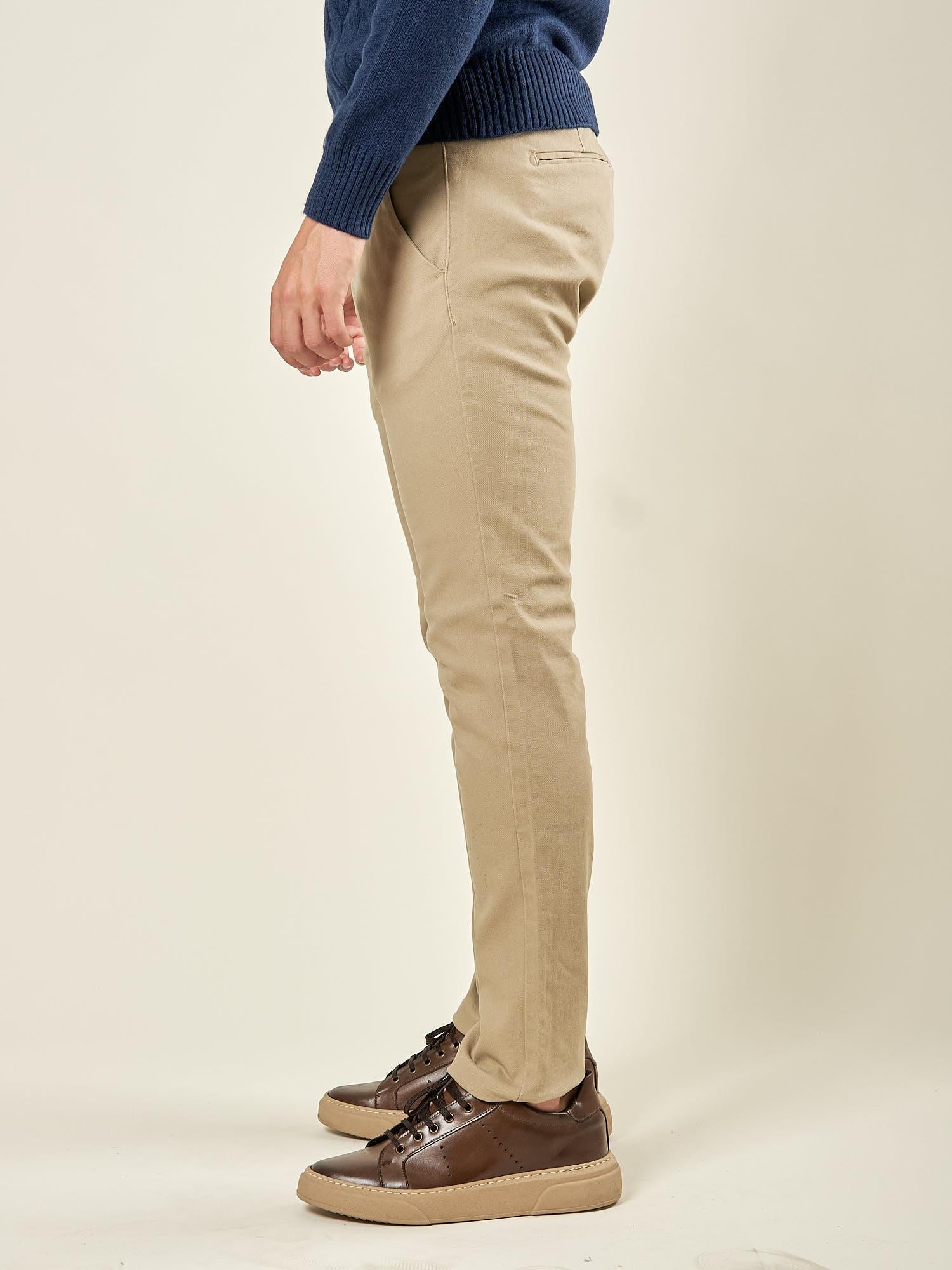 Pantalone Uomo Slim Fit in Cotone Operato Elasticizzato con Tasche allAmericana. Stile e Comfort Quotidiano. M49451 BEIGE SUPERIOR VINTAGE 