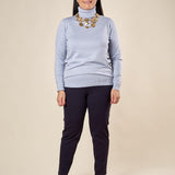 Pantalone Donna Curvy in Punto Milano  Vestibilità a Sigaretta, Tasche a Filetto, Lunghezza alla Caviglia. F708YBFAGGIA BLU Lizalù 