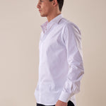 Camicia manica lunga stretch bottoni ricoperti slim con riprese. FBDERBY BIANCO FB 