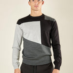 Maglia Uomo Invernale Girocollo in Misto Viscosa con Intarsi. Eleganza e Comfort in Stile Moderno. MI3172H NERO HAMAKI-HO 