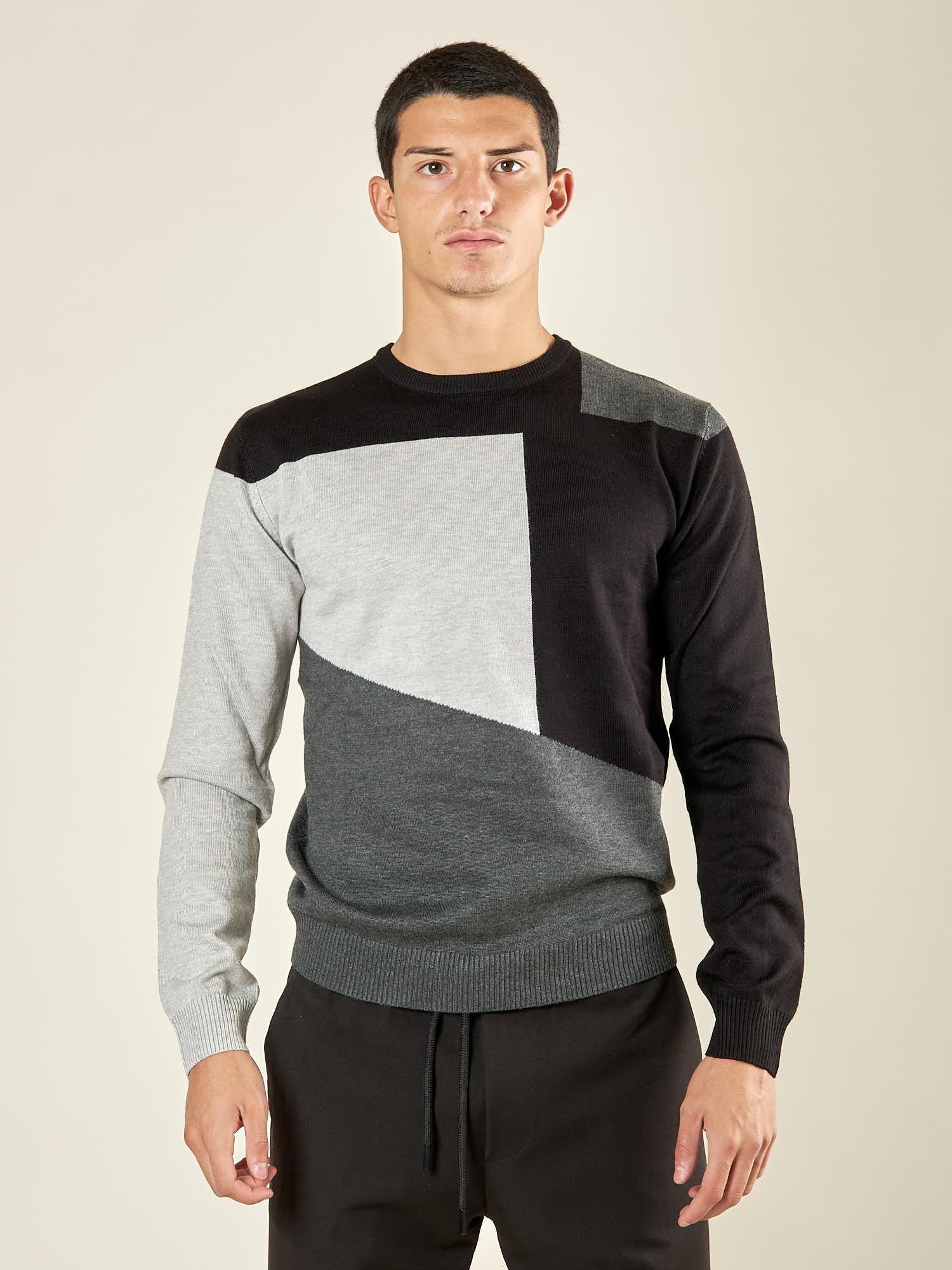 Maglia Uomo Invernale Girocollo in Misto Viscosa con Intarsi. Eleganza e Comfort in Stile Moderno. MI3172H NERO HAMAKI-HO 