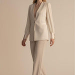 Giacca donna in tessuto crepe con maniche lunghe velate e dettagli gioiello GI004353 VANIGLIA ARTIGLI Donna 