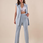 Pantalone donna vita alta tasca america con zip e gancio invisibile. PA002444 POLVERE ARTIGLI 