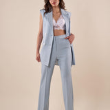 Pantalone donna vita alta tasca america con zip e gancio invisibile. PA002444 POLVERE ARTIGLI 