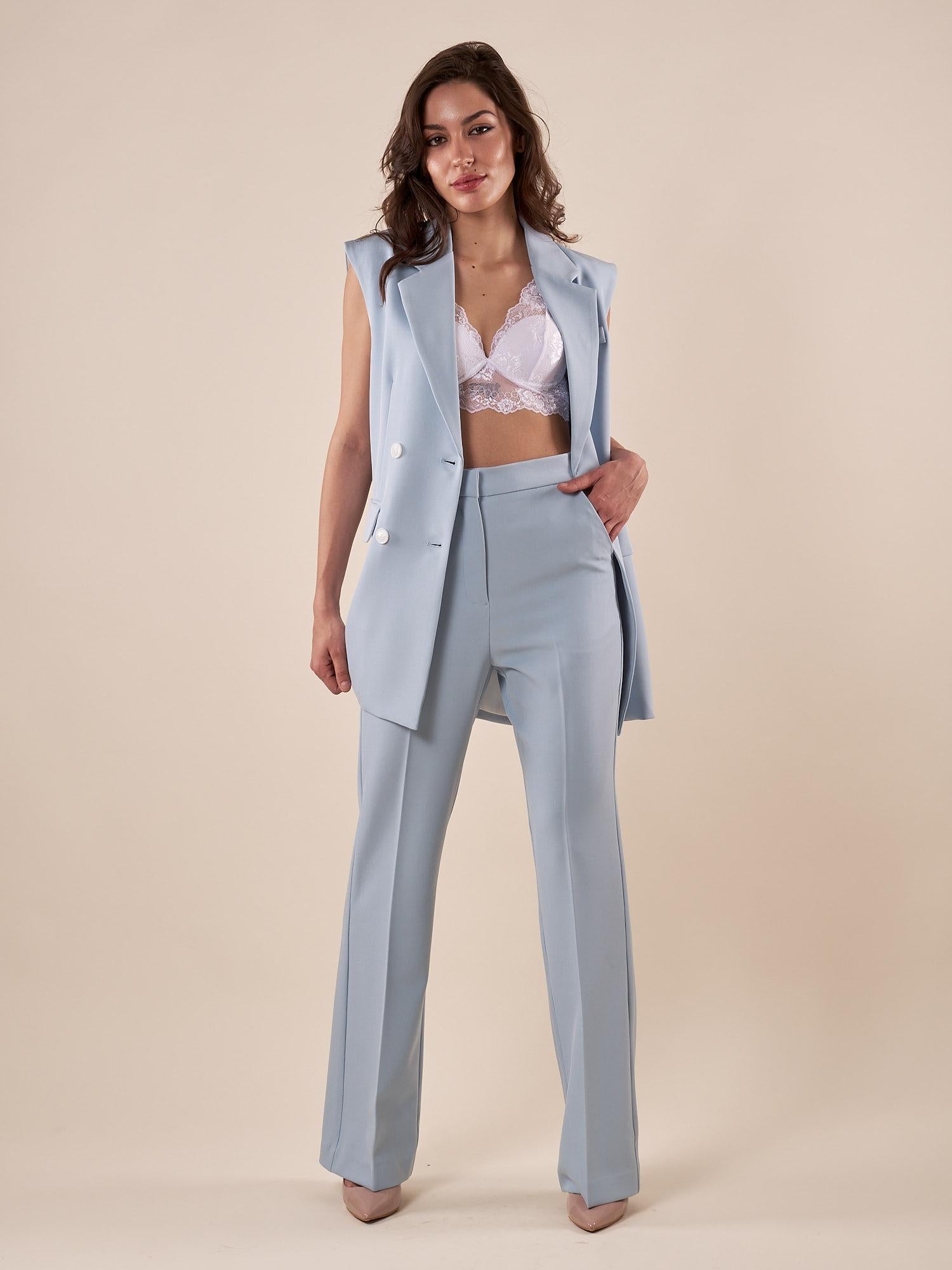 Pantalone donna vita alta tasca america con zip e gancio invisibile. PA002444 POLVERE ARTIGLI 