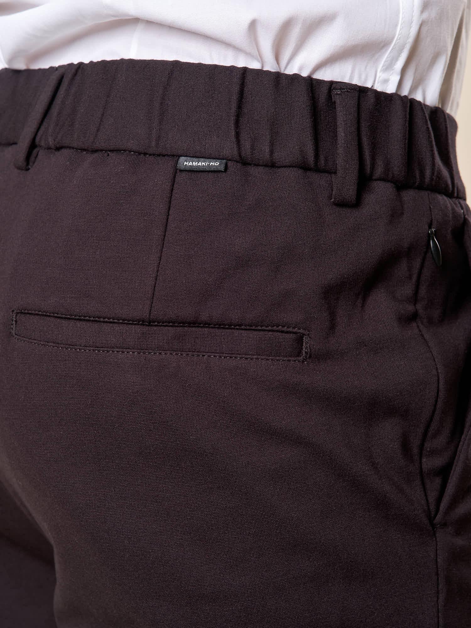 Pantalone da Uomo in Tessuto Punto Milano Pinces, Tasche allAmericana ed Elastico Dietro per Comfort e Stile. PSI1800H NERO HAMAKI-HO 