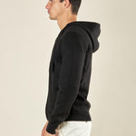 Maglia Uomo Invernale in Misto Viscosa con Zip e Cappuccio. Stile Sportivo ed Eleganza Casual. CON4051225 BLACK CONSENSO 