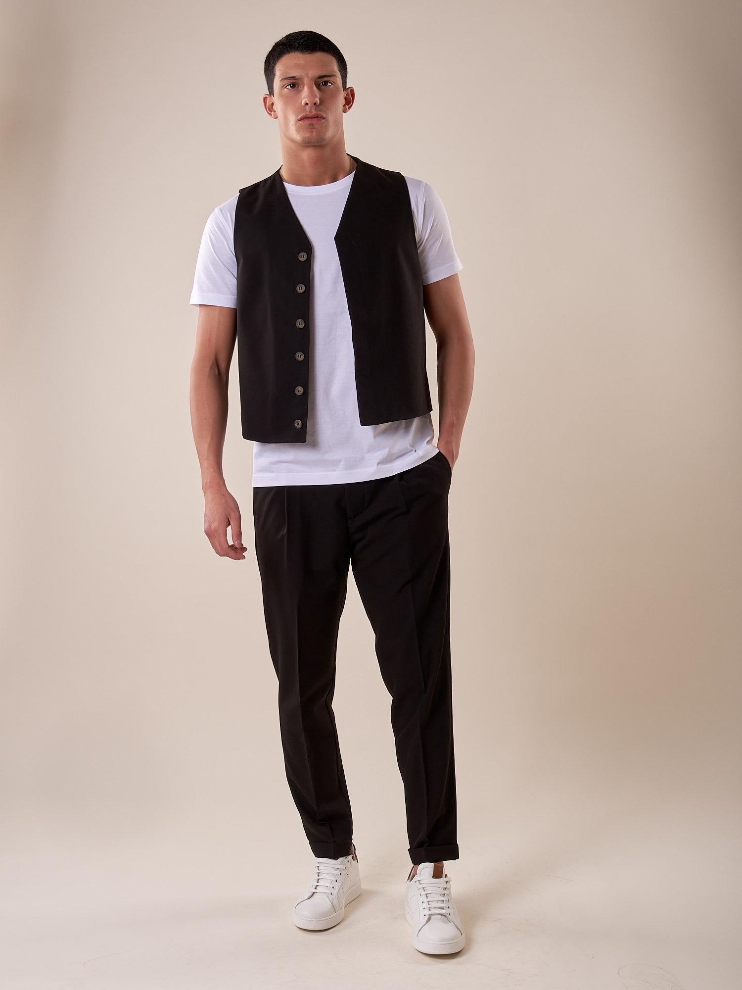 Gilet uomo abbottonatura nascosta OE1S2S5I01 NERO OVER-D Uomo 