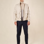 Giubbino da uomo modello Bomber in tessuto spigato. GBI1619H BEIGE HAMAKI-HO 