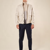 Giubbino da uomo modello Bomber in tessuto spigato. GBI1619H BEIGE HAMAKI-HO 