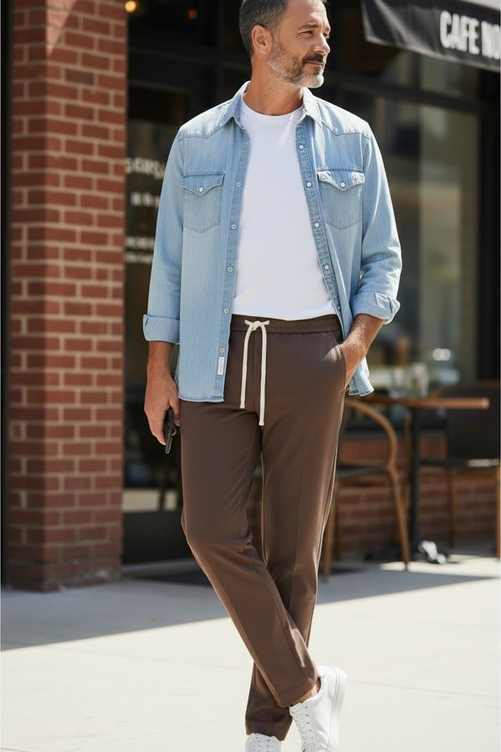 Pantalone Uomo Modello Pantalaccio Slim Fit con Laccetto OC1S2S6P08 MORO OVER-D 