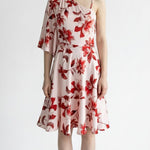 Abito Donna Monospalla in Fantasia Floreale Lunghezza al Ginocchio AB004381 CIPRIA/ROSSO ARTIGLI Donna 