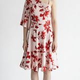 Abito Donna Monospalla in Fantasia Floreale Lunghezza al Ginocchio AB004381 CIPRIA/ROSSO ARTIGLI Donna 