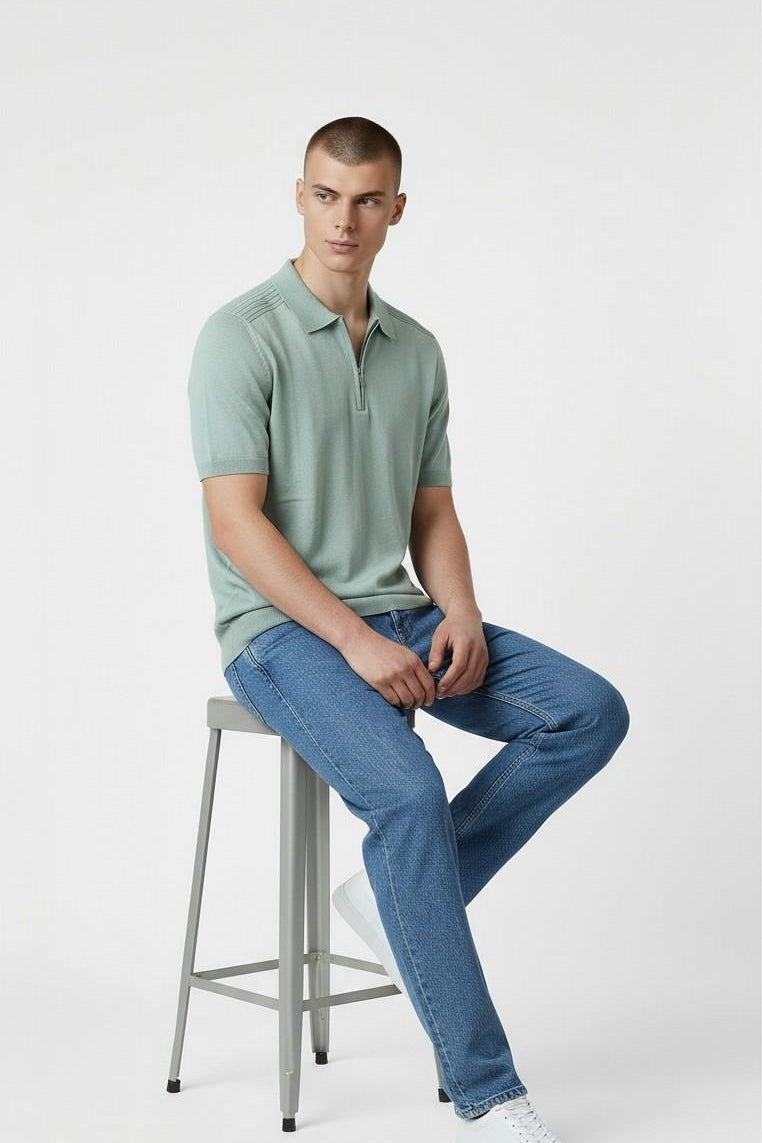 Polo Uomo 100% Cotone a Manica Corta con Mezza Zip  Stile Moderno e Comfort Naturale ME3211H TIMO HAMAKI-HO Uomo 