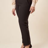 Pantalone Donna Curvy in tessuto tecnico con spacchetto e bottone oro. F299YBFALIDA NERO Lizalù 