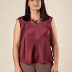Top Donna in Raso  Eleganza Morbida per Ogni Occasione. TP1432 BORDEAUX LESLY Donna 