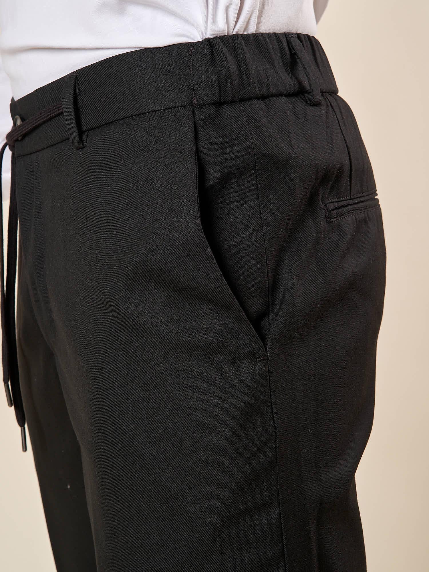 Pantalone da Uomo Regular Fit con Laccetto Tasche allAmericana, Passacinta ed Elastico Posteriore. PSI1803H NERO HAMAKI-HO 