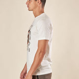 T-shirt da Uomo Manica Corta con Applicazione e Stampa  Tessuto Stretch per Comfort e Stile OE1F2W5T40 PANNA OVER-D 