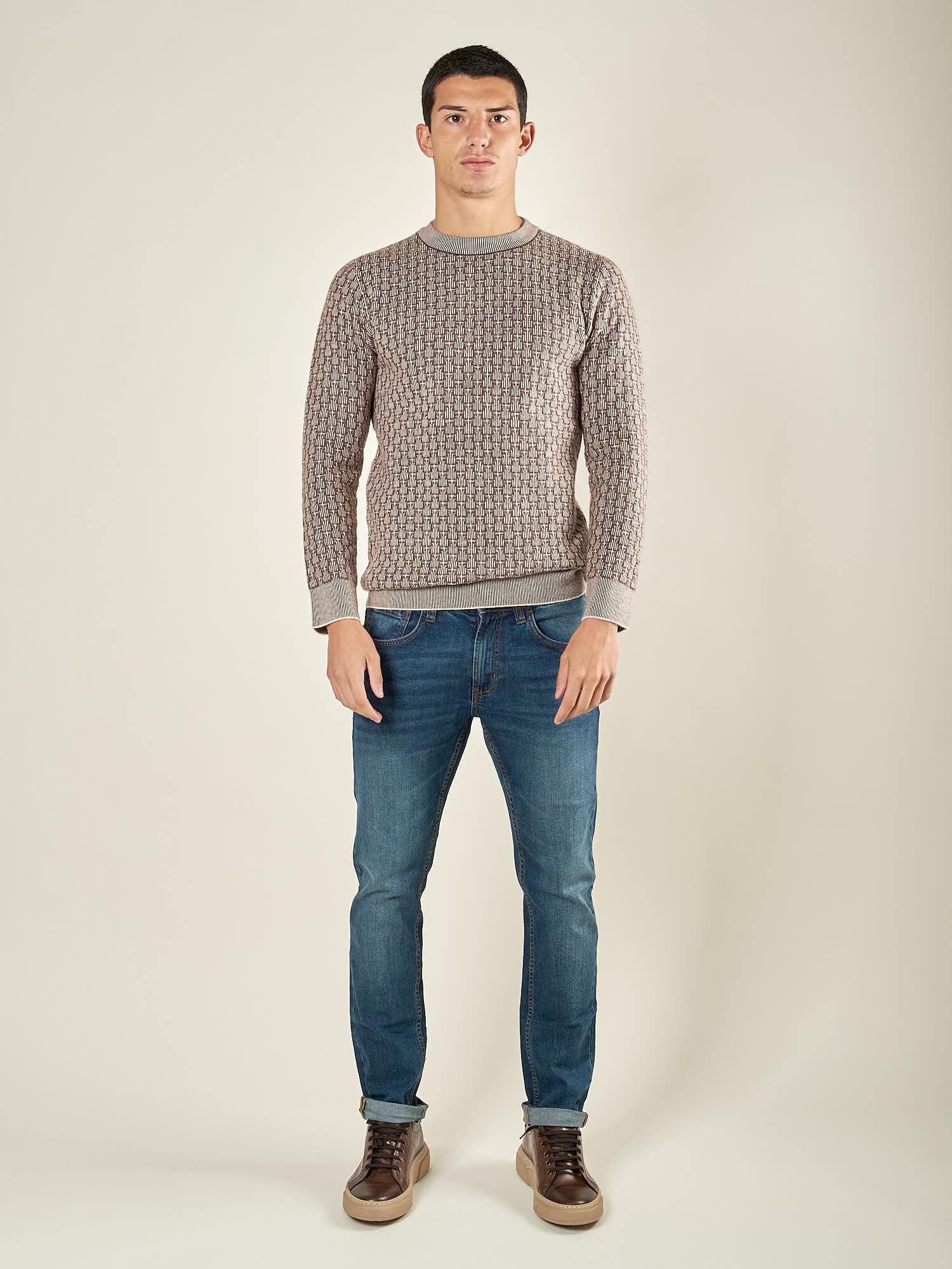 Maglia Uomo Manica Lunga Girocollo Strutturata. Comfort e Stile per Ogni Occasione OE1F2W5M69 CAFFE OVER-D 