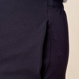 Pantalone Donna Curvy in Punto Milano  Vestibilità a Sigaretta, Tasche a Filetto, Lunghezza alla Caviglia. F708YBFAGGIA BLU Lizalù 