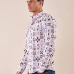 Camicia manica lunga misto lino collo coreano uomo. DM9395 MORO DATCH 