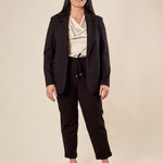 Blazer Donna Curvy in Punto Milano  Rever Classico e Tasca con Friso. F646YBFFILLY NERO Lizalù 