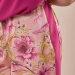 Pantalone in fantasia floreale e banda laterale in tinta unita donna. PA000943 ROSA ARTIGLI 