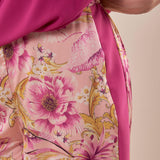 Pantalone in fantasia floreale e banda laterale in tinta unita donna. PA000943 ROSA ARTIGLI 