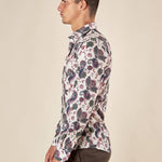 Camicia da uomo manica lunga in tessuto stretch fantasia. OE1F2W5C14 PANNA OVER-D Uomo 