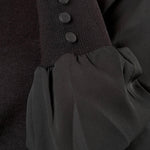 Maglia donna collo alto con pietre e maniche in georgette. MA003091 NERO ARTIGLI 
