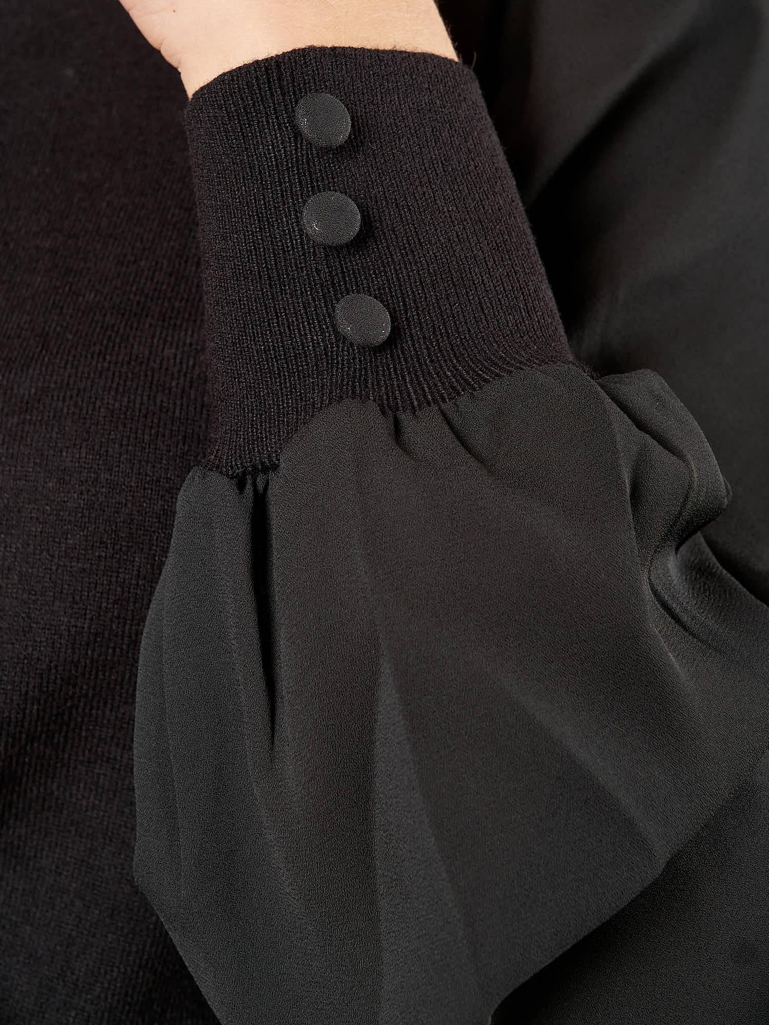 Maglia donna collo alto con pietre e maniche in georgette. MA003091 NERO ARTIGLI 