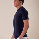 Polo manica corta collo derby viscosa tessuto crepe finezza 12 uomo. CON2152125 NAVY CONSENSO Uomo 