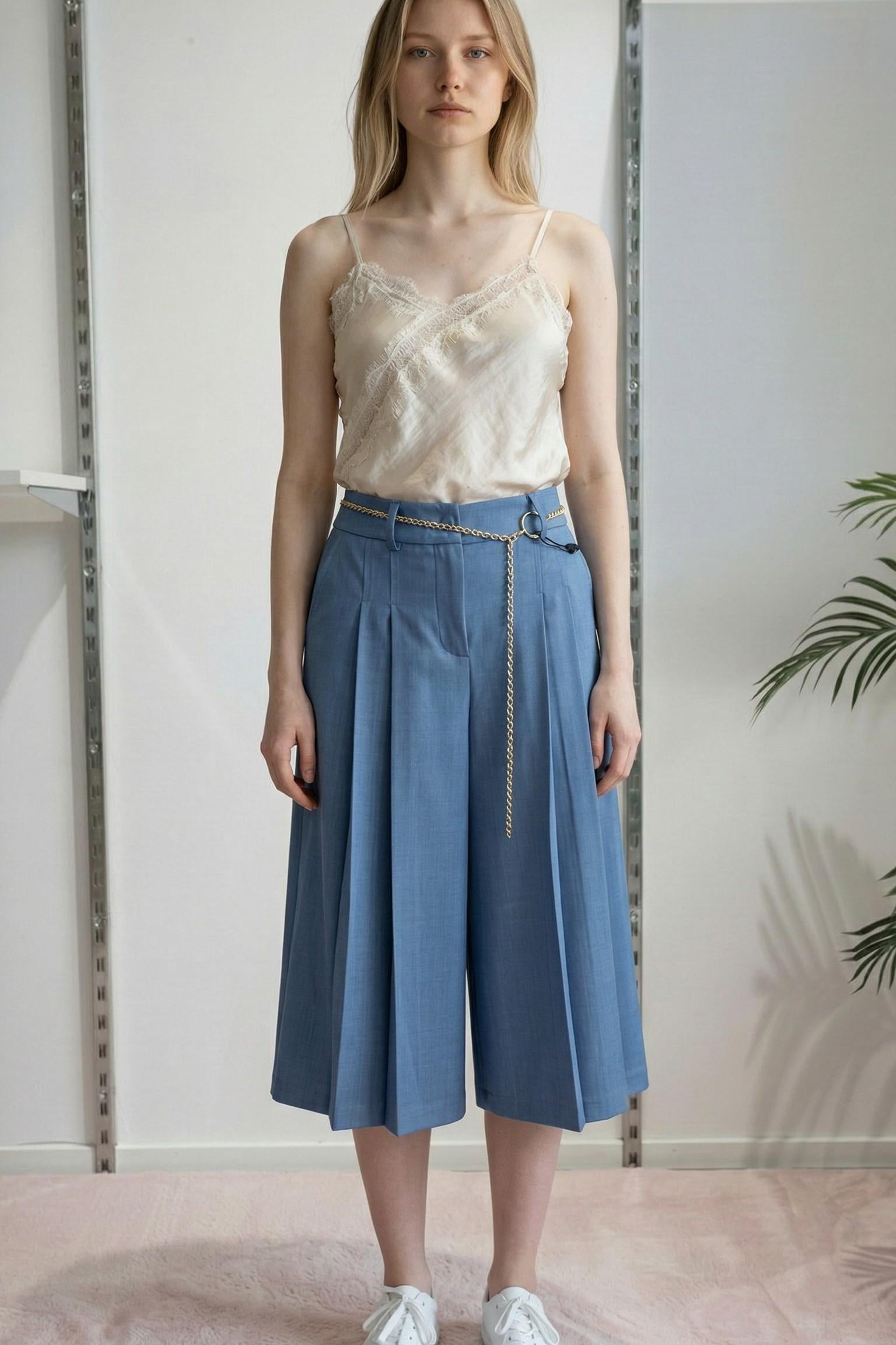 Pantalone Donna Modello Gonna-Pantalone con Tasca allAmericana e Due Pences PG126G POLVERE EXTASY 