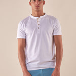 T-shirt Serafino Uomo in 100% Cotone  Manica Corta, Stile Casual e Versatile DM9285 BIANCO DATCH Uomo 