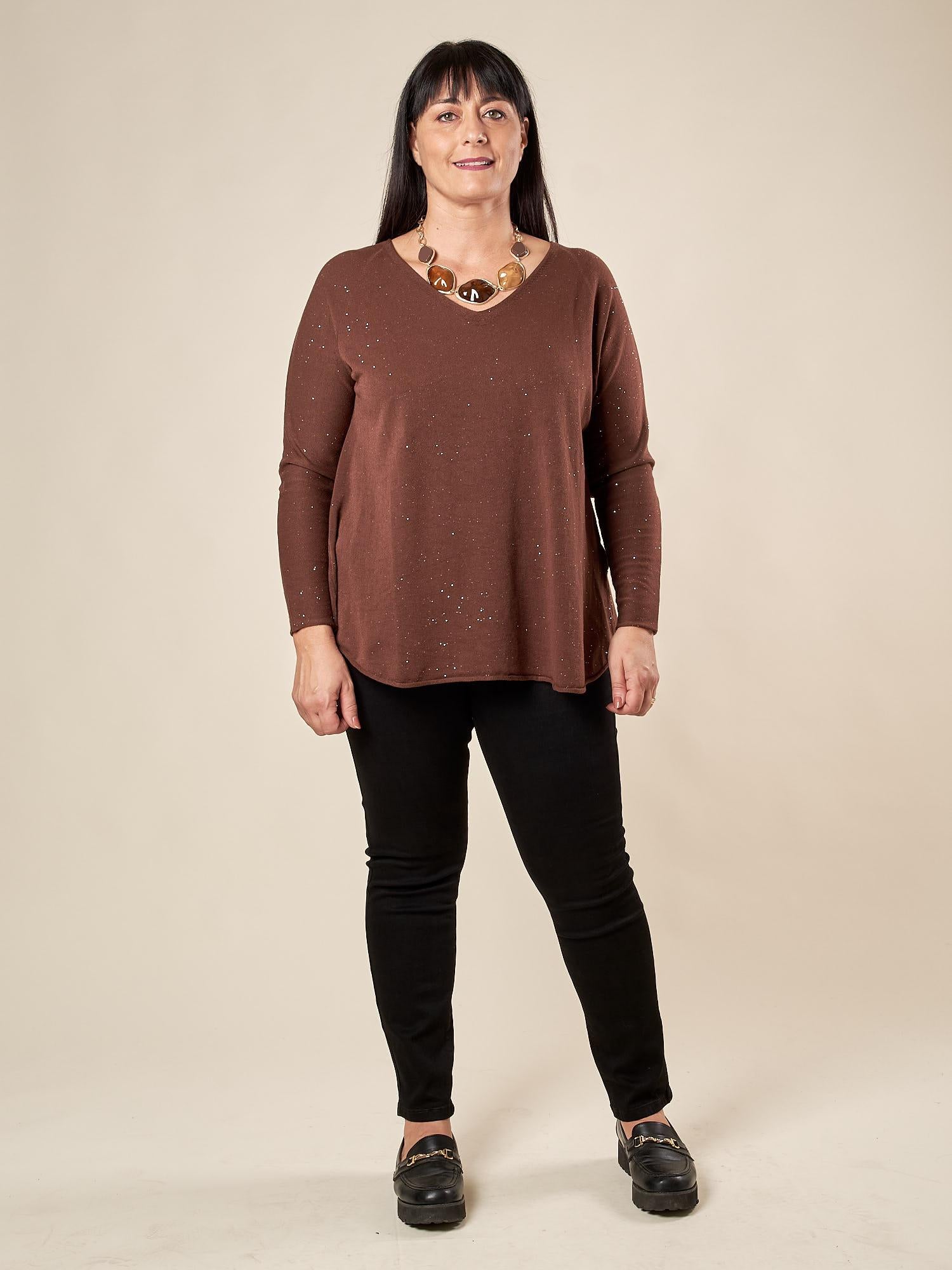 Pantalone Donna Curvy Effetto Push-Up in Cotone Jeansato Elasticizzato  Modello Slim Fit con Fondo Stretto. F883YBFLZ1067 NERO Lizalù 