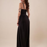 Abito Donna lungo elegante cerimonia spallina stretta. AB000826 NERO ARTIGLI 