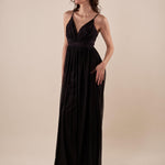 Abito lungo Donna cerimonia con pieghe su corpetto. AB002161 NERO ARTIGLI 