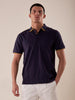 Men's short-sleeved polo shirt with contrasting collar stripe.