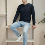 Maglia Uomo 100% Cotone a Manica Lunga  Comfort Naturale e Stile Versatile CON3700900 NAVY CONSENSO Uomo 