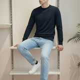 Maglia Uomo 100% Cotone a Manica Lunga  Comfort Naturale e Stile Versatile CON3700900 NAVY CONSENSO Uomo 