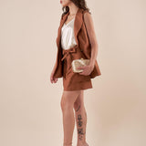 Shorts Donna larghi con fusciacca in tinta. SH001805 CUOIO ARTIGLI 