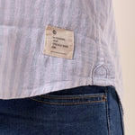 Camicia manica lunga rigata misto lino collo con bottoncino a scomparsa uomo. OC1S2S5C11 POLVERE OVER-D 