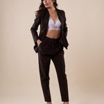 Pantalone donna vita alta con cintura e pences PA000763 NERO ARTIGLI 