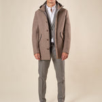 Giaccone da Uomo in Tessuto Scuba  Parka con Cappuccio, Stile Tecnico e Comfort Termico OC1F2W5J35 BEIGE OVER-D 
