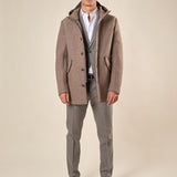 Giaccone da Uomo in Tessuto Scuba  Parka con Cappuccio, Stile Tecnico e Comfort Termico OC1F2W5J35 BEIGE OVER-D 