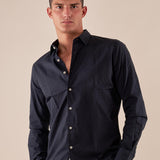 Camicia Uomo Manica Lunga 100% cotone. M48643 BLU SUPERIOR VINTAGE Uomo 